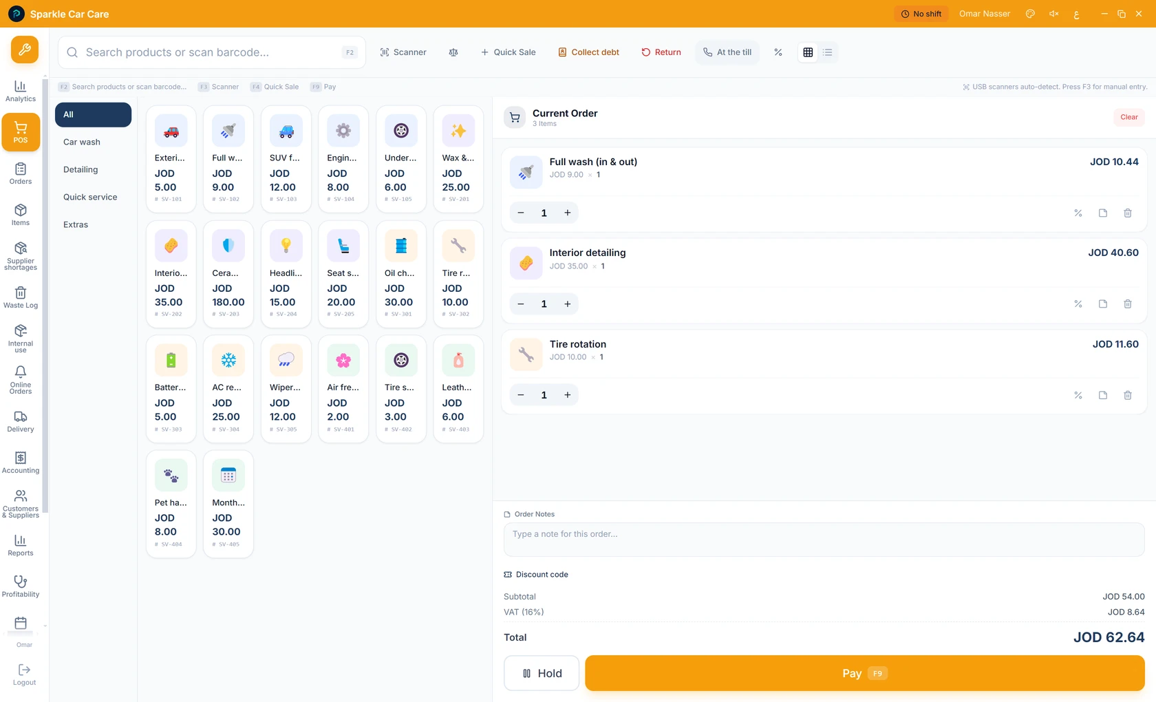 Services: Petra sales screen